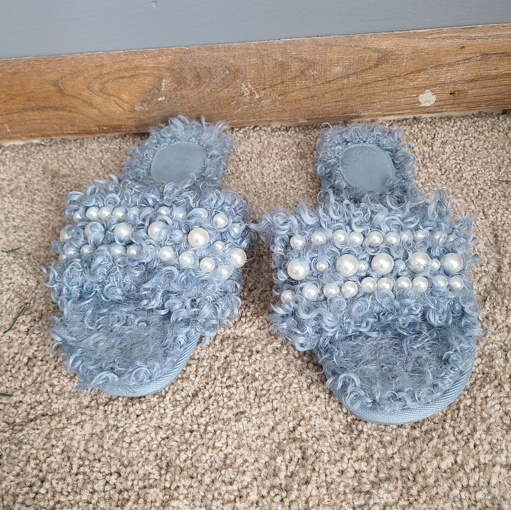 A New Day Adrienne Slip-On Embellished Slide Slippers Light Blue Size 8